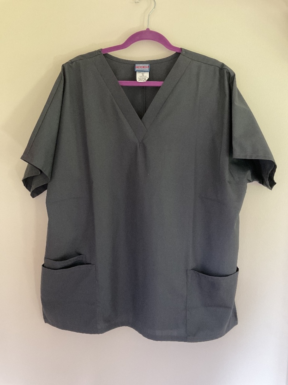 Grey V-Neck Cherokee Medical Scrub Top with Pockets Size XL